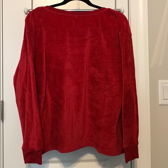 Lightweight soft red sweatshirt / top with cute puppy design by ED (XL) - Picture 6 of 15